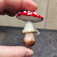 Image 1 of Yuletide Holiday Mushroom Ornament #14 - Flameworked Glass Sculpture 