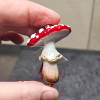 Image 1 of Yuletide Holiday Mushroom Ornament #15 - Flameworked Glass Sculpture 