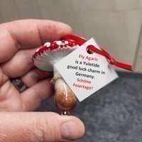 Image 2 of Yuletide Holiday Mushroom Ornament #16 - Flameworked Glass Sculpture 