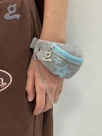 Image 2 of Gray Slogan Chain Wrist Bag