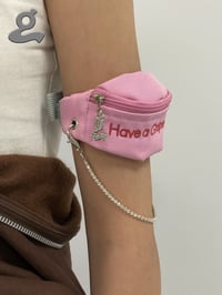 Image 2 of Pink Slogan Chain Wrist Bag 