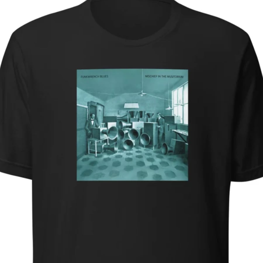 Image of Mischief In The Musitorium Unisex T-Shirt in Black or Dark Grey (all sizes)