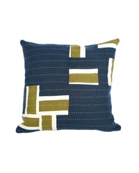 Image 1 of Navy and Green Quilted Cushion