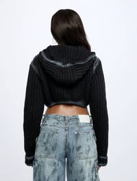 Image 3 of SKYNLYDRESS -  Pull court cardigan à capuche en tricot épais d'hiver Automne à manches 