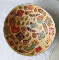 Image 2 of Handmade Christmas Paper Mache Bowl with Festive Decoupage