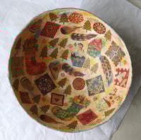 Image 8 of Handmade Christmas Paper Mache Bowl with Festive Decoupage
