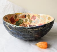 Image 1 of Handmade Christmas Paper Mache Bowl with Festive Decoupage