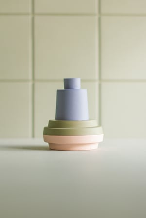 Image of candleholder salmon pink-green-blue-blue