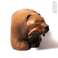 Image 3 of Bear with Salmon - Wood Carving