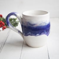 Image 2 of Handmade Pottery Mug in White and Purple Dripping Glaze, 14 oz., Made in USA