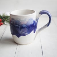 Image 1 of Handmade Pottery Mug in White and Purple Dripping Glaze, 14 oz., Made in USA