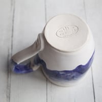 Image 10 of Handmade Pottery Mug in White and Purple Dripping Glaze, 14 oz., Made in USA