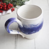 Image 5 of Handmade Pottery Mug in White and Purple Dripping Glaze, 14 oz., Made in USA