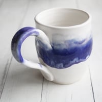 Image 7 of Handmade Pottery Mug in White and Purple Dripping Glaze, 14 oz., Made in USA