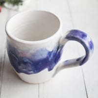 Image 9 of Handmade Pottery Mug in White and Purple Dripping Glaze, 14 oz., Made in USA