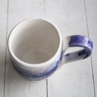 Image 11 of Handmade Pottery Mug in White and Purple Dripping Glaze, 14 oz., Made in USA