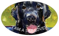 Image 1 of New! I AM A LAB LOVER CAR DECAL BLACK LAB SMILE