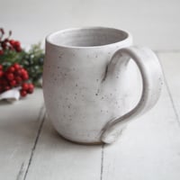 Image 4 of Matte White Speckled Stoneware Mug, Rustic Pottery, 14 Ounce Made in USA