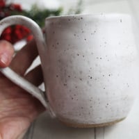 Image 5 of Matte White Speckled Stoneware Mug, Rustic Pottery, 14 Ounce Made in USA