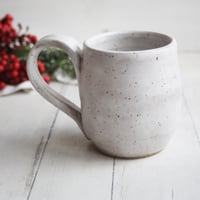 Image 2 of Matte White Speckled Stoneware Mug, Rustic Pottery, 14 Ounce Made in USA