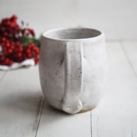 Image 7 of Matte White Speckled Stoneware Mug, Rustic Pottery, 14 Ounce Made in USA
