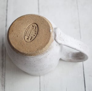 Image of Matte White Speckled Stoneware Mug, Rustic Pottery, 14 Ounce Made in USA