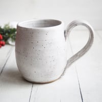 Image 1 of Matte White Speckled Stoneware Mug, Rustic Pottery, 14 Ounce Made in USA