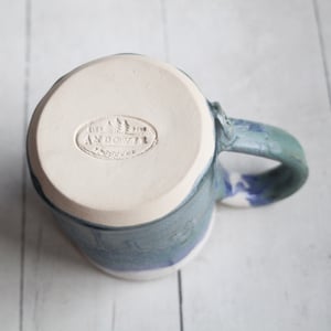 Image of  Small Matte Copper Blue Green Handcrafted Pottery Mug, 10 Ounce, Made in USA