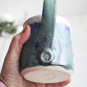 Image of  Small Matte Copper Blue Green Handcrafted Pottery Mug, 10 Ounce, Made in USA