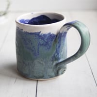 Image 4 of  Small Matte Copper Blue Green Handcrafted Pottery Mug, 10 Ounce, Made in USA