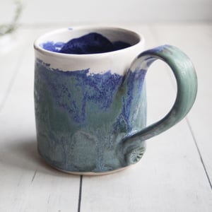 Image of  Small Matte Copper Blue Green Handcrafted Pottery Mug, 10 Ounce, Made in USA