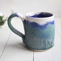 Image 2 of  Small Matte Copper Blue Green Handcrafted Pottery Mug, 10 Ounce, Made in USA