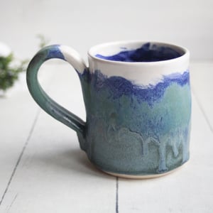 Image of  Small Matte Copper Blue Green Handcrafted Pottery Mug, 10 Ounce, Made in USA