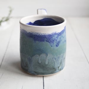 Image of  Small Matte Copper Blue Green Handcrafted Pottery Mug, 10 Ounce, Made in USA