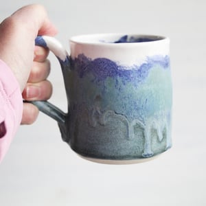 Image of  Small Matte Copper Blue Green Handcrafted Pottery Mug, 10 Ounce, Made in USA