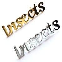 Image 1 of 'insects' Cursive Text Steel Brooch