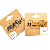Image 2 of 'moths' Cursive Text Steel Brooch