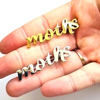 Image 3 of 'moths' Cursive Text Steel Brooch