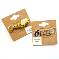 Image 2 of 'bugs' Cursive Text Steel Brooch