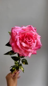 Image 4 of Handcrafted Pink Paper Rose - Pink Velvet