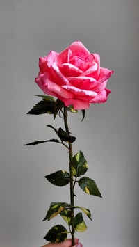 Image 3 of Handcrafted Pink Paper Rose - Pink Velvet