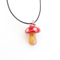 Image 1 of Glass Amanita Muscaria pendant necklace - gift for mushroom lover