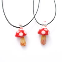 Image 3 of Glass Amanita Muscaria pendant necklace - gift for mushroom lover