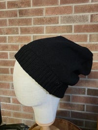 Image 1 of Pure Wool Upcycled Black Beanie L-XXL