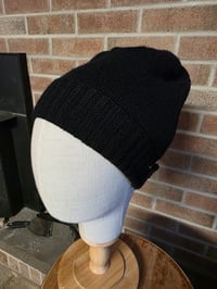 Image 1 of Pure Wool Upcycled Black Beanie - S-Medium