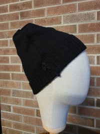 Image 3 of Pure Wool Upcycled Black Beanie - S-Medium