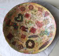 Image 2 of Christmas Paper Mache Bowl – Large Festive Decorative Dish | Handmade Holiday Home Decor