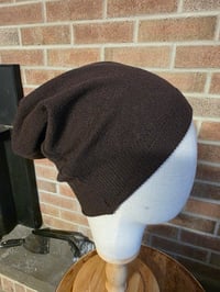 Image 3 of Pure Cashmere Upcycled Beanie in Brown - S-Med 
