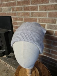 Image 2 of Pure Cashmere Upcycled Beanie in Light Grey Heather - L-XXL 