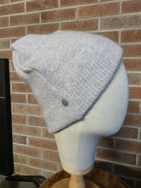 Image 3 of Pure Cashmere Upcycled Beanie in Light Grey Heather - L-XXL 